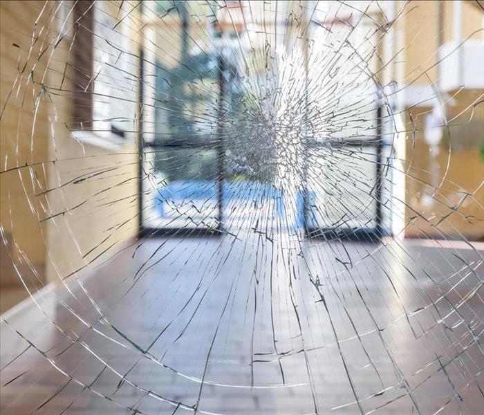 Shattered glass window.