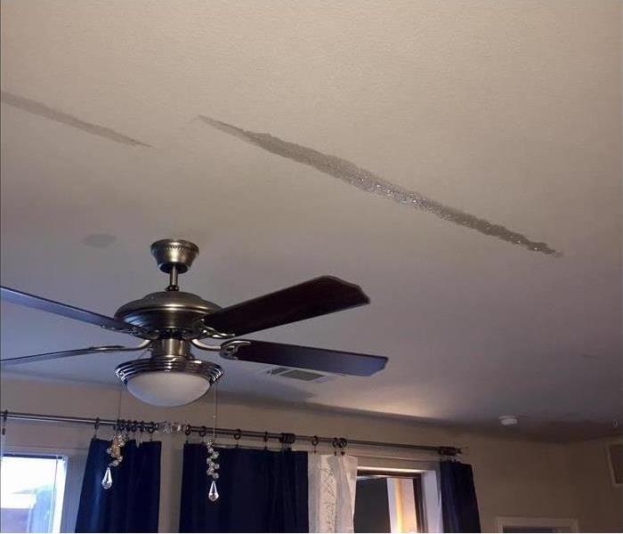 Water damaged ceiling.